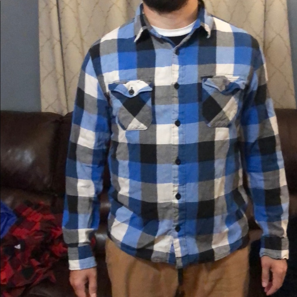 Plaid button-up shirt